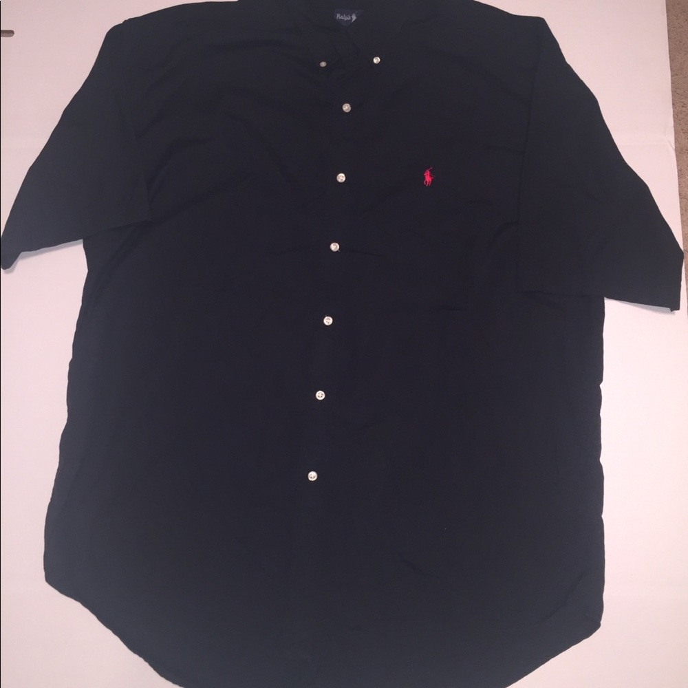 Black S/S button down Polo XXL, bright red emblem